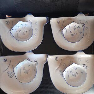 Pufferfish plates and matching smaller plates set of each